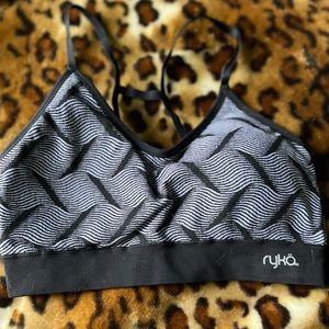 Ryka ‘H’ Back Black/Grey Removable Foam Cup Pads Sports Bra Size Large